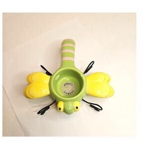 Yankee Candle Dragonfly Tealight Holder Ceramic Glossy Metal Legs Patio  read